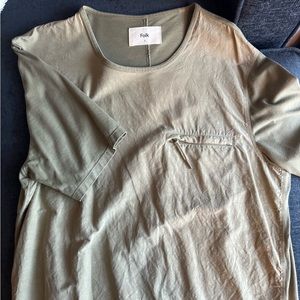 Folk Zip Pocket T-Shirt Olive Linen